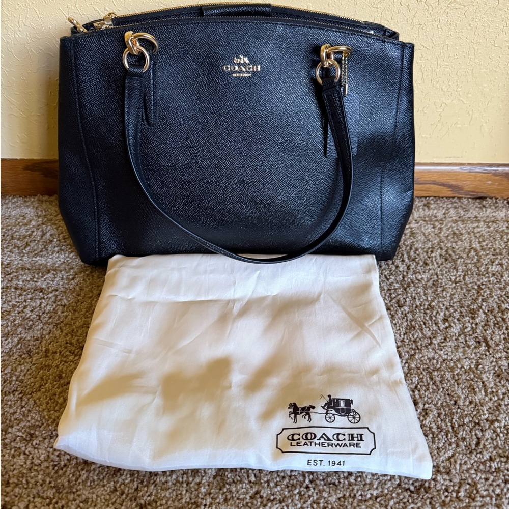 Coach Christie Carryall Black Shoulder Bag with Gold Accents